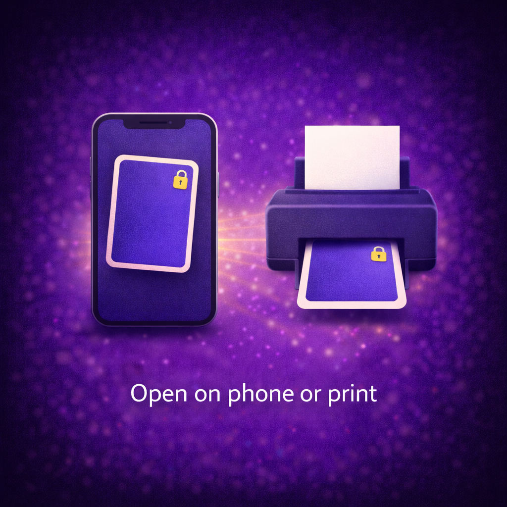 Print or use party card games on mobile